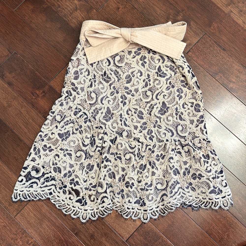 NWOT Bernini Italy Pink Purple Eyelash Lace Embroidered Skirt 7 - Picture 4 of 6
